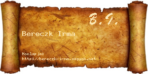 Bereczk Irma névjegykártya